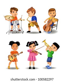 Children Playing Instruments Stock Vector (Royalty Free) 100582297 ...