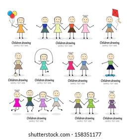Children Playing - Isolated On White Background - Vector Illustration, Graphic Design Editable For Your Design