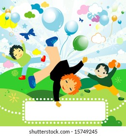 children playing; joyful design for kids