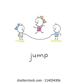 Children playing jumping rope
