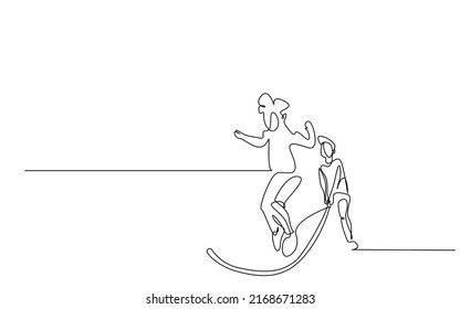 children playing jumping rope game outside in the park having fun