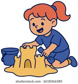 Niños jugando haciendo castillos de arena