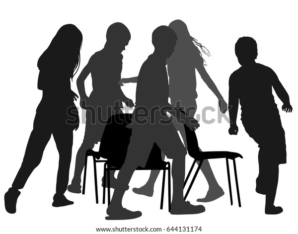 Children Playing Music Chair Game Vector People Sports
