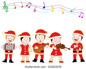 Children playing music in Christmas society