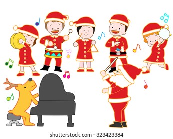 Children playing music in Christmas society