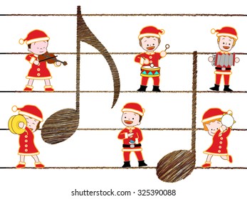 Children playing music on Christmas