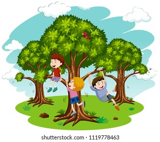 Children Playing in Nature illustration