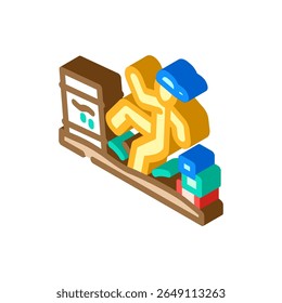 crianças brincando perto de solo perigoso ícone isométrico vetor. crianças brincando perto de solo perigoso sinal.