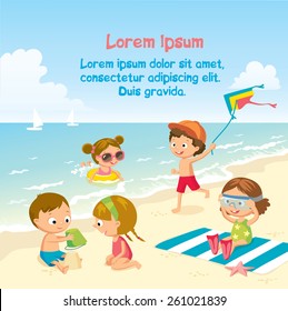 children playing on the beach