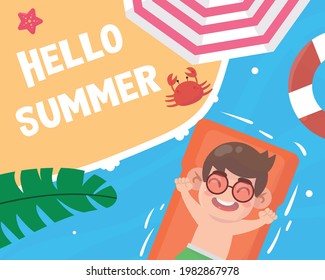 Children playing on beach summer Premium Vector
