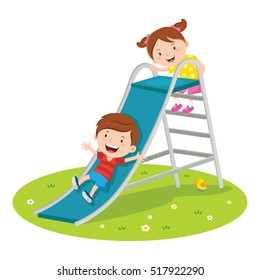 Children playing on slide