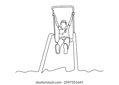 children playing on the slide in the playground. Preschool children running, play games, catch up, have fun, learn nature, read book on walk. Summer activities outdoor. Flat vector illustration