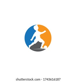 Children playing outdoor logo. vector template. illustration design