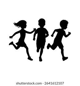 Children Playing Outdoors Together Silhouette