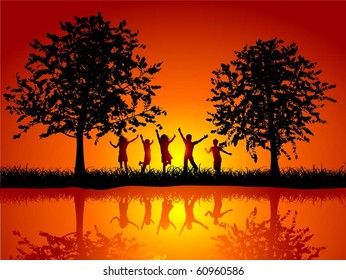 Niños jugando afuera