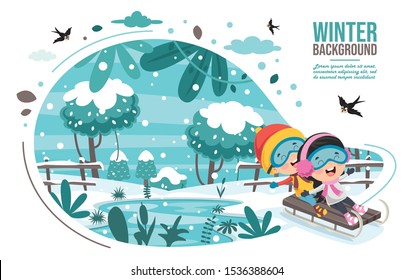 Children Playing Outside In Winter