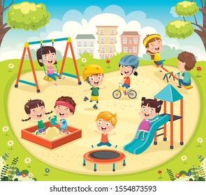 Children Playing Park Stock Vector (Royalty Free) 1554873593 | Shutterstock