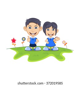 Children playing in the park cartoon vector illustration