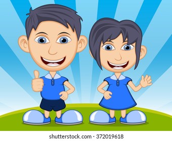 Children playing in the park cartoon vector illustration