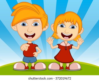 Children playing in the park cartoon vector illustration