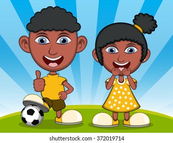 Children playing in the park cartoon vector illustration