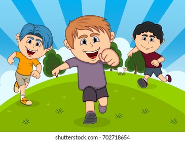 Children Playing Park Cartoon Vector Illustration Stock Vector (Royalty ...