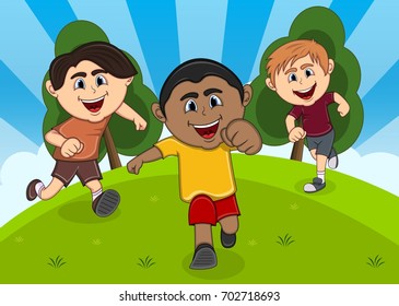 Children Playing Park Cartoon Vector Illustration Stock Vector (Royalty ...