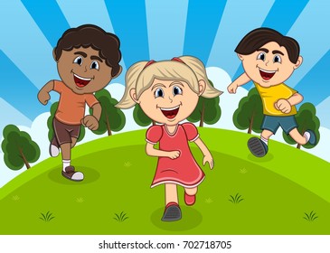 Children Playing Park Cartoon Vector Illustration Stock Vector (Royalty ...