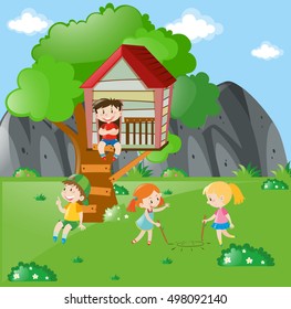 Niños jugando en el parque durante el día