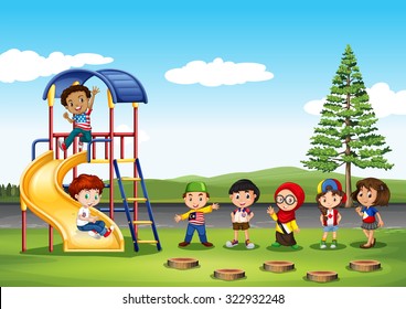 4,057 Children playing in park clipart Images, Stock Photos & Vectors ...