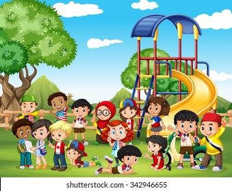 4,057 Children playing in park clipart Images, Stock Photos & Vectors ...