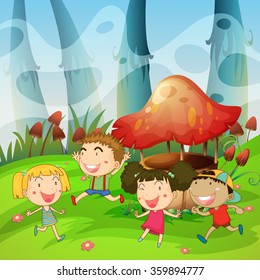 Children playing in the park illustration