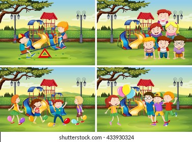 Children playing in the park illustration