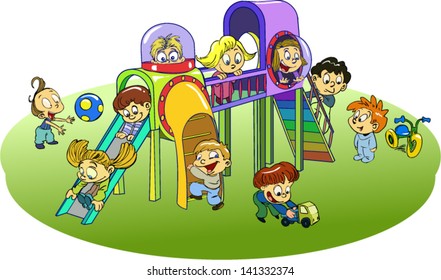 children playing in the playground