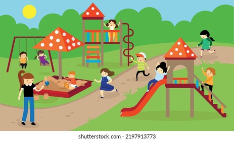 children playing in the playground