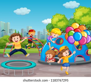 Children playing in playground illustration