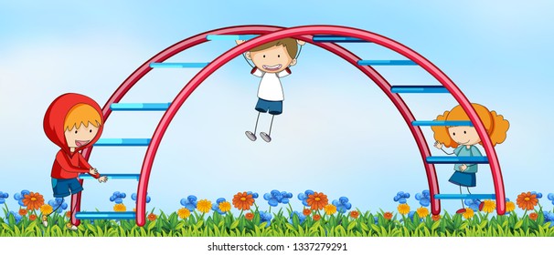 Children playing at playground illustration