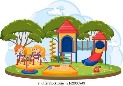 Children Playing Playground Illustration Stock Vector (Royalty Free ...