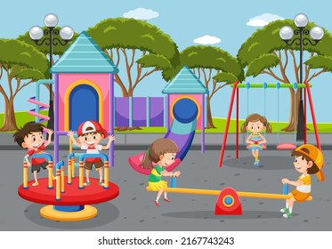 Children Playing Playground Illustration Stock Vector (Royalty Free ...