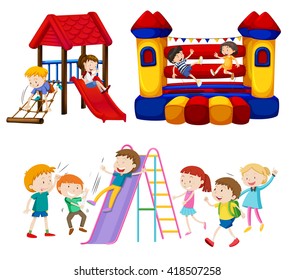 Children playing in the playground illustration