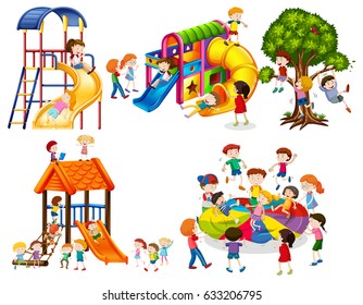 Children Playing Playground Illustration Stock Vector (Royalty Free ...