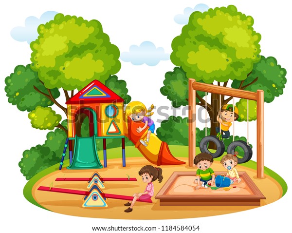 Children Playing Playground Illustration Stock Vector (Royalty Free ...