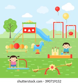 Children Playing Playground Kids Playground Playground Stock Vector ...