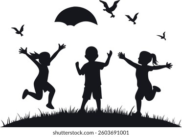 Children Playing in the Rain