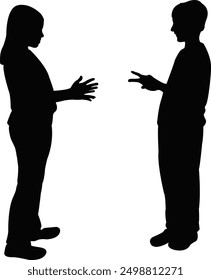 children playing rock-paper-scissors, silhouette vector