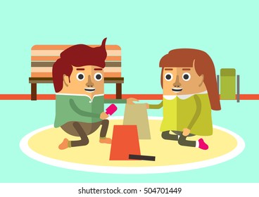 children playing in the sand at the park