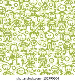 Children playing seamless pattern background