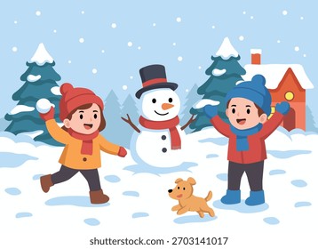 children playing in the snow