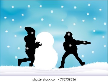 Children playing in the snow.