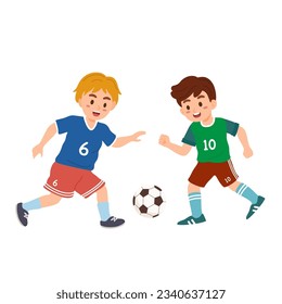 Children playing soccer football. Team sport play for kids exercise concept.